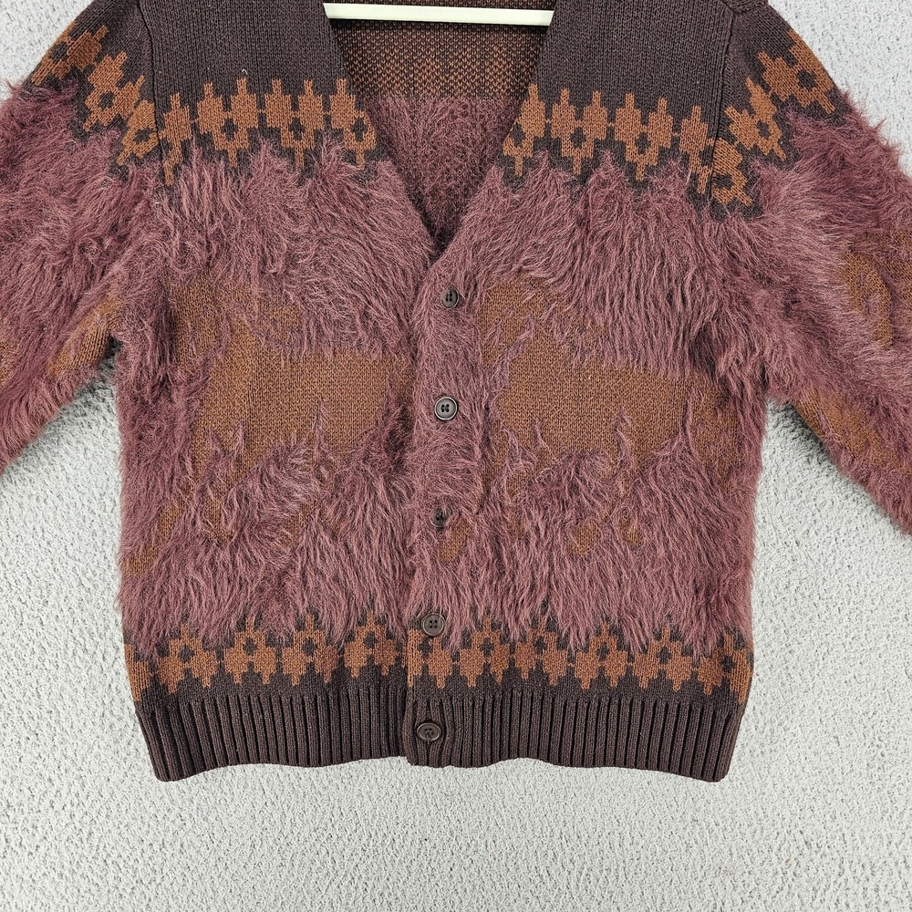BDG Nordic Fuzzy Horse Cardigan Mens Medium Brown Knit Sweater Urban Outfitters - Picture 4 of 9